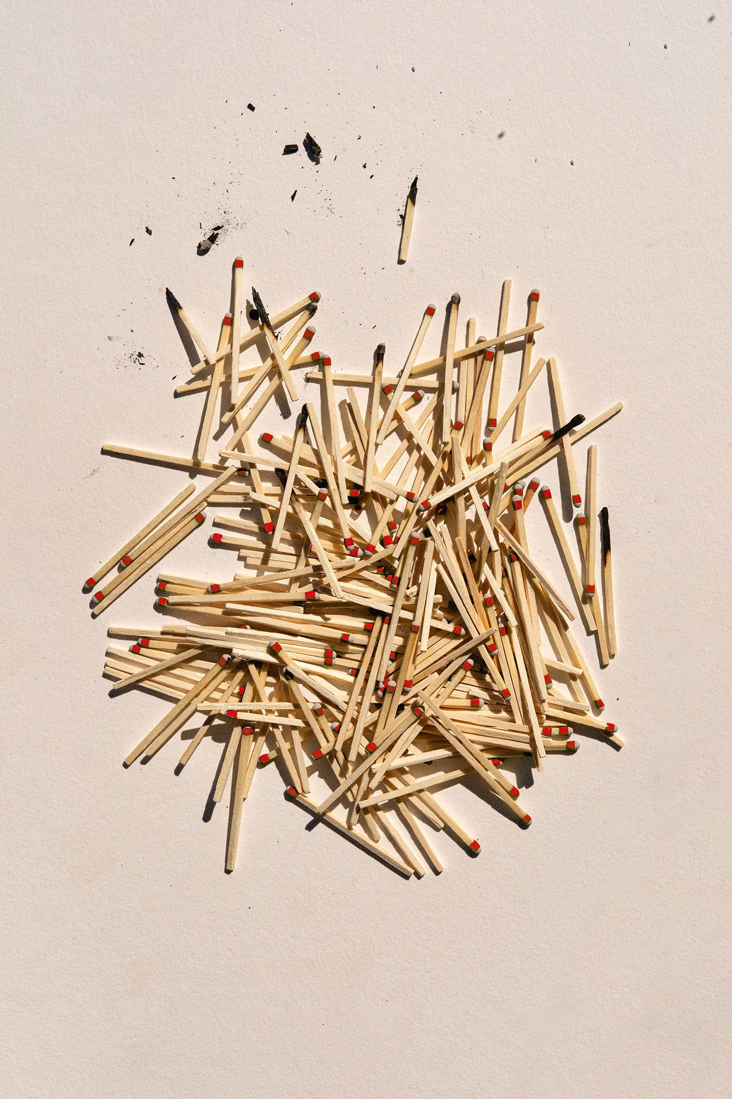 Several dozen matchsticks spilled onto the floor